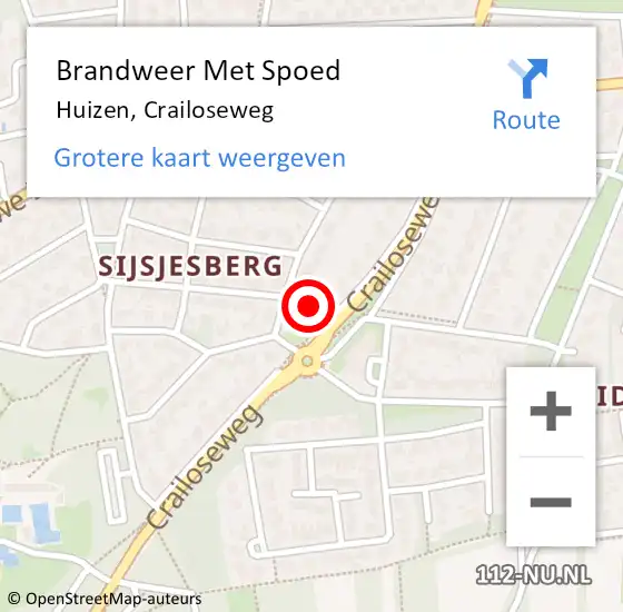 Locatie op kaart van de 112 melding: Brandweer Met Spoed Naar Huizen, Crailoseweg op 21 mei 2024 18:28