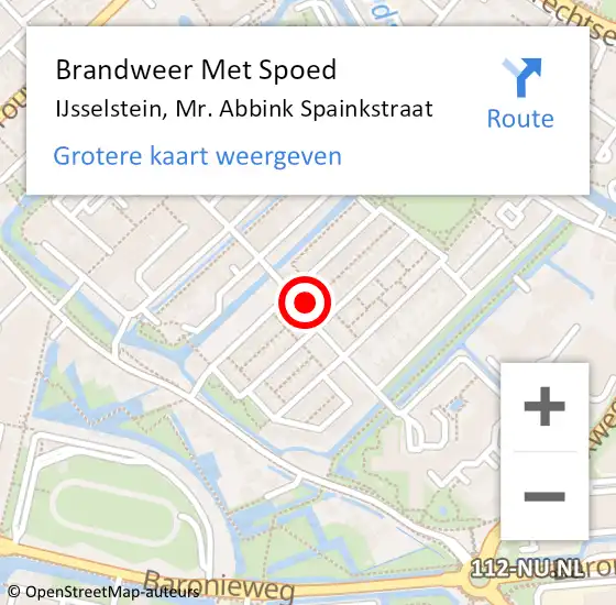 Locatie op kaart van de 112 melding: Brandweer Met Spoed Naar IJsselstein, Mr. Abbink Spainkstraat op 21 mei 2024 18:34