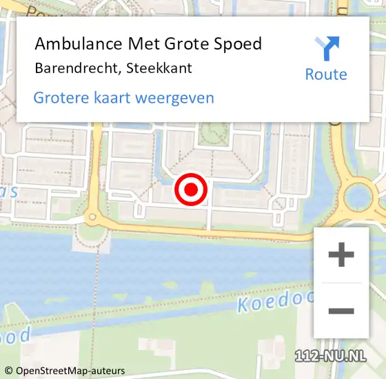 Locatie op kaart van de 112 melding: Ambulance Met Grote Spoed Naar Barendrecht, Steekkant op 21 mei 2024 18:34