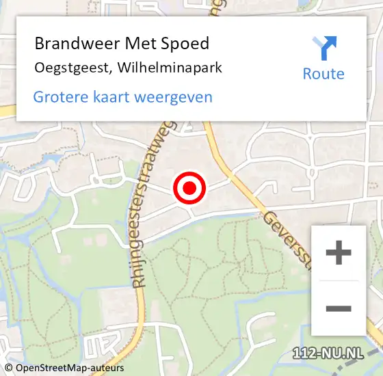 Locatie op kaart van de 112 melding: Brandweer Met Spoed Naar Oegstgeest, Wilhelminapark op 21 mei 2024 18:43