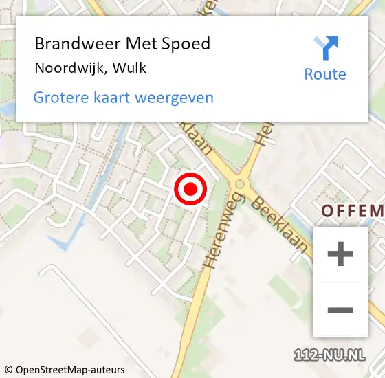 Locatie op kaart van de 112 melding: Brandweer Met Spoed Naar Noordwijk, Wulk op 21 mei 2024 18:49