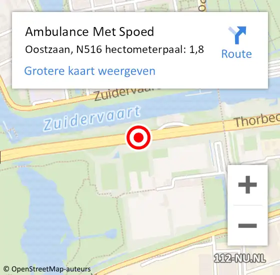 Locatie op kaart van de 112 melding: Ambulance Met Spoed Naar Oostzaan, N516 hectometerpaal: 1,8 op 21 mei 2024 18:54