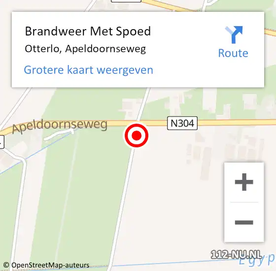 Locatie op kaart van de 112 melding: Brandweer Met Spoed Naar Otterlo, Apeldoornseweg op 21 mei 2024 18:58