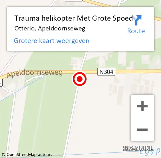 Locatie op kaart van de 112 melding: Trauma helikopter Met Grote Spoed Naar Otterlo, Apeldoornseweg op 21 mei 2024 18:58