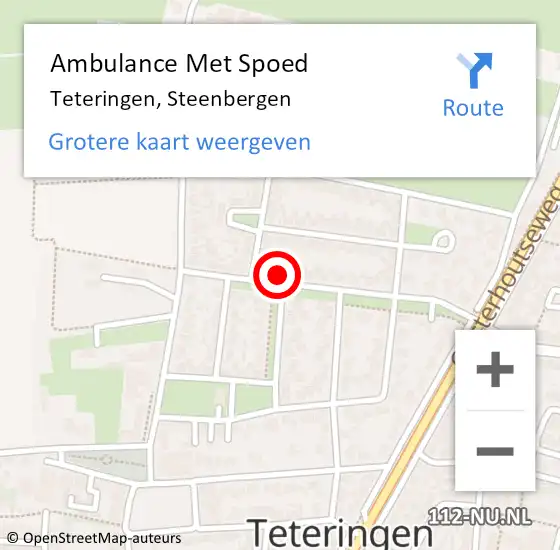 Locatie op kaart van de 112 melding: Ambulance Met Spoed Naar Teteringen, Steenbergen op 21 mei 2024 19:04