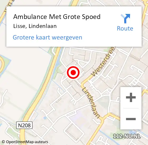 Locatie op kaart van de 112 melding: Ambulance Met Grote Spoed Naar Lisse, Lindenlaan op 21 mei 2024 19:07