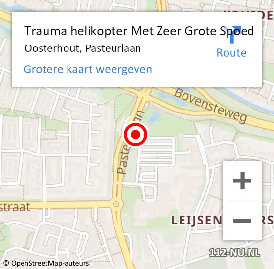 Locatie op kaart van de 112 melding: Trauma helikopter Met Zeer Grote Spoed Naar Oosterhout, Pasteurlaan op 21 mei 2024 19:09