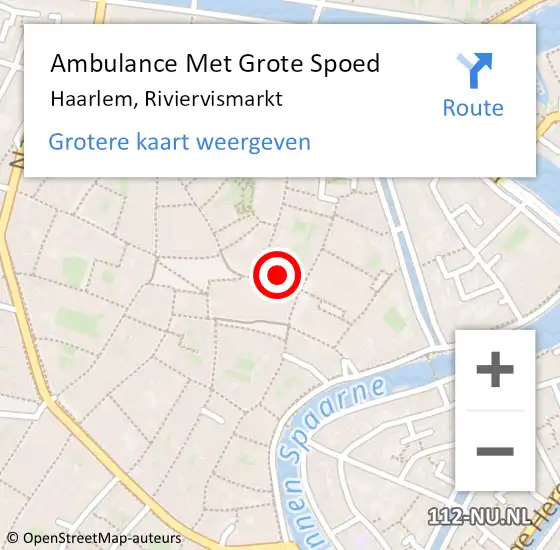 Locatie op kaart van de 112 melding: Ambulance Met Grote Spoed Naar Haarlem, Riviervismarkt op 21 mei 2024 19:16