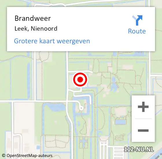 Locatie op kaart van de 112 melding: Brandweer Leek, Nienoord op 21 mei 2024 19:20