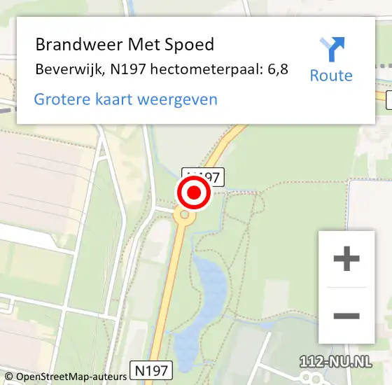 Locatie op kaart van de 112 melding: Brandweer Met Spoed Naar Beverwijk, N197 hectometerpaal: 6,8 op 21 mei 2024 19:30