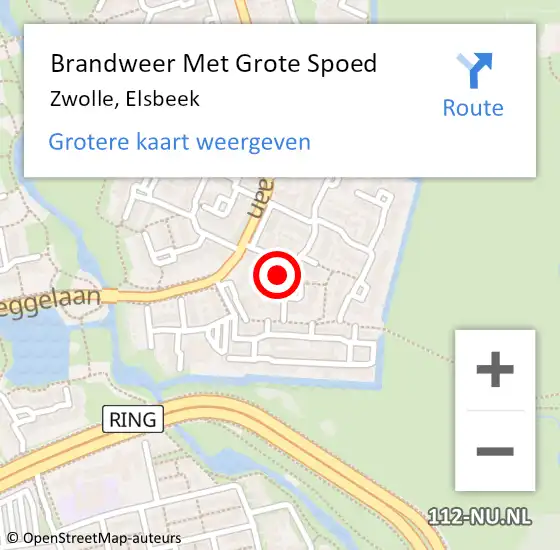 Locatie op kaart van de 112 melding: Brandweer Met Grote Spoed Naar Zwolle, Elsbeek op 21 mei 2024 19:38