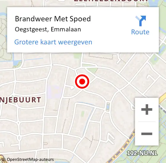 Locatie op kaart van de 112 melding: Brandweer Met Spoed Naar Oegstgeest, Emmalaan op 21 mei 2024 19:44