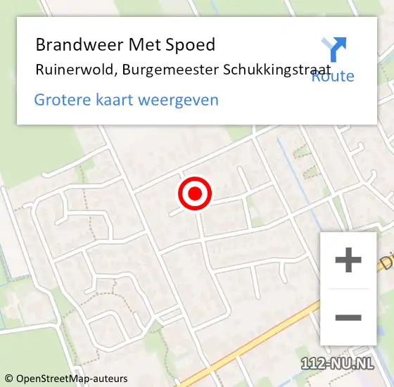Locatie op kaart van de 112 melding: Brandweer Met Spoed Naar Ruinerwold, Burgemeester Schukkingstraat op 21 mei 2024 19:45