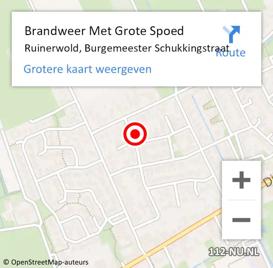 Locatie op kaart van de 112 melding: Brandweer Met Grote Spoed Naar Ruinerwold, Burgemeester Schukkingstraat op 21 mei 2024 19:51