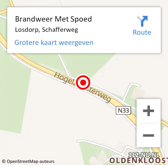 Locatie op kaart van de 112 melding: Brandweer Met Spoed Naar Losdorp, Schafferweg op 16 oktober 2013 19:28