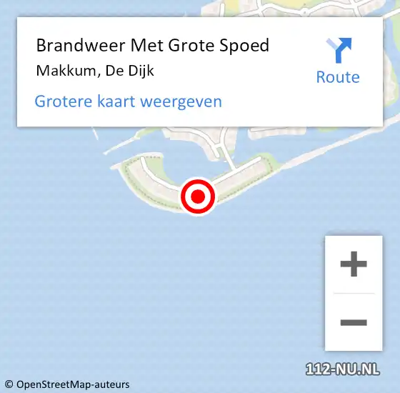 Locatie op kaart van de 112 melding: Brandweer Met Grote Spoed Naar Makkum, De Dijk op 21 mei 2024 19:54