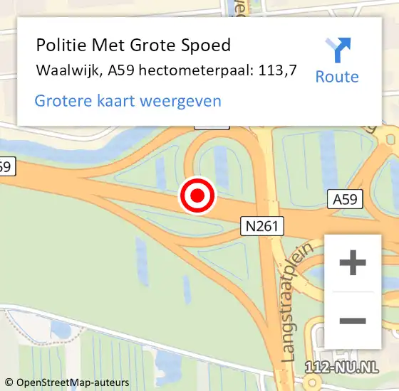 Locatie op kaart van de 112 melding: Politie Met Grote Spoed Naar Waalwijk, A59 hectometerpaal: 113,7 op 21 mei 2024 20:00