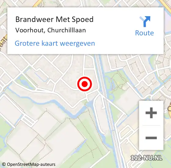 Locatie op kaart van de 112 melding: Brandweer Met Spoed Naar Voorhout, Churchilllaan op 21 mei 2024 20:38