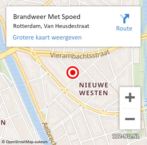 Locatie op kaart van de 112 melding: Brandweer Met Spoed Naar Rotterdam, Van Heusdestraat op 21 mei 2024 20:40