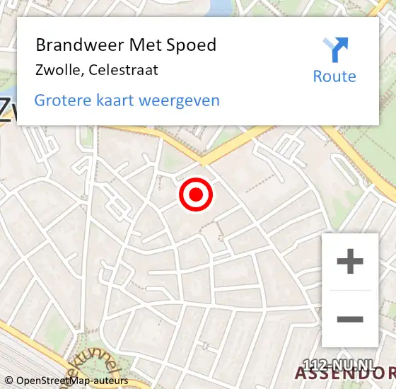 Locatie op kaart van de 112 melding: Brandweer Met Spoed Naar Zwolle, Celestraat op 21 mei 2024 20:46