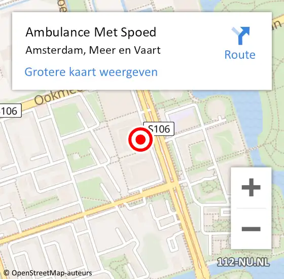 Locatie op kaart van de 112 melding: Ambulance Met Spoed Naar Amsterdam, Meer en Vaart op 21 mei 2024 20:49