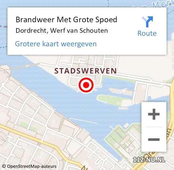 Locatie op kaart van de 112 melding: Brandweer Met Grote Spoed Naar Dordrecht, Werf van Schouten op 21 mei 2024 20:55