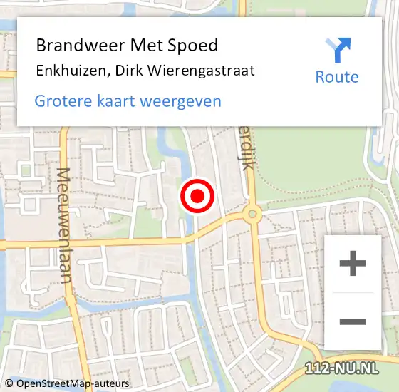 Locatie op kaart van de 112 melding: Brandweer Met Spoed Naar Enkhuizen, Dirk Wierengastraat op 21 mei 2024 20:58