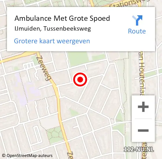 Locatie op kaart van de 112 melding: Ambulance Met Grote Spoed Naar IJmuiden, Tussenbeeksweg op 21 mei 2024 21:08