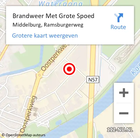 Locatie op kaart van de 112 melding: Brandweer Met Grote Spoed Naar Middelburg, Ramsburgerweg op 21 mei 2024 21:15