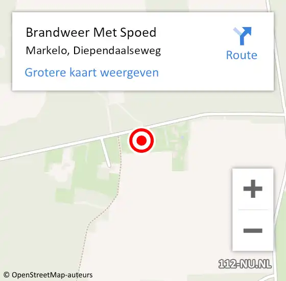 Locatie op kaart van de 112 melding: Brandweer Met Spoed Naar Markelo, Diependaalseweg op 21 mei 2024 21:20