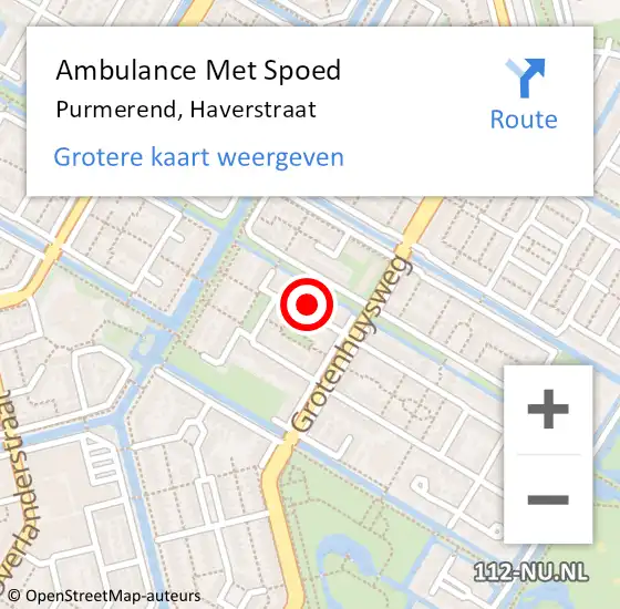 Locatie op kaart van de 112 melding: Ambulance Met Spoed Naar Purmerend, Haverstraat op 21 mei 2024 21:25