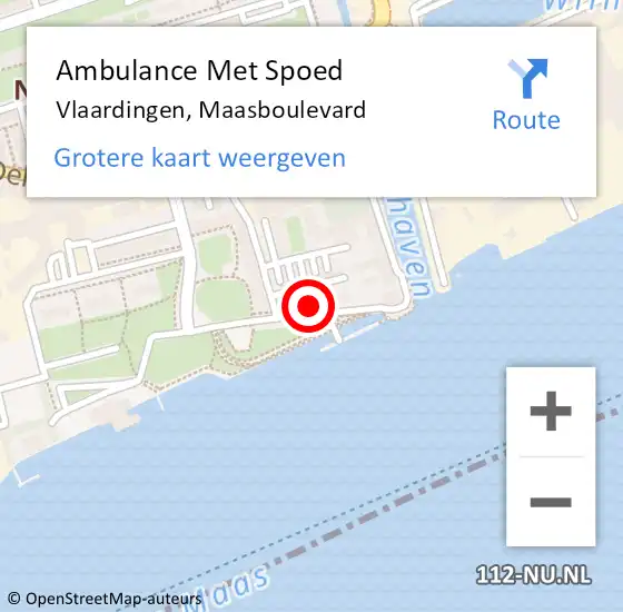 Locatie op kaart van de 112 melding: Ambulance Met Spoed Naar Vlaardingen, Maasboulevard op 21 mei 2024 21:30