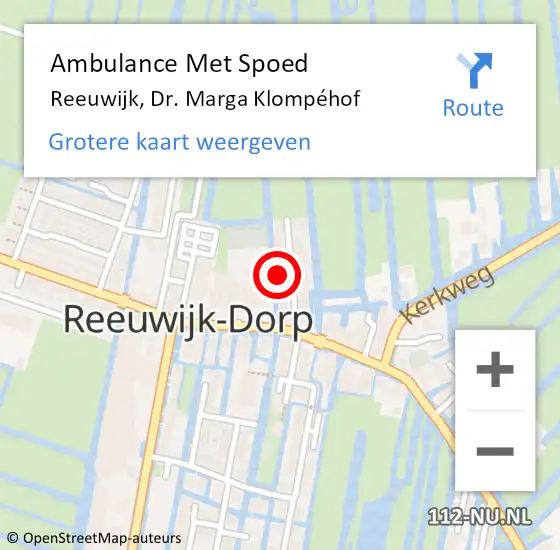 Locatie op kaart van de 112 melding: Ambulance Met Spoed Naar Reeuwijk, Dr. Marga Klompéhof op 21 mei 2024 21:42