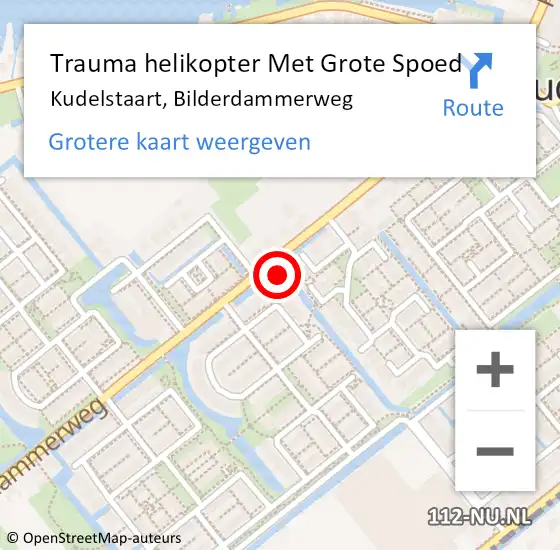 Locatie op kaart van de 112 melding: Trauma helikopter Met Grote Spoed Naar Kudelstaart, Bilderdammerweg op 21 mei 2024 21:54