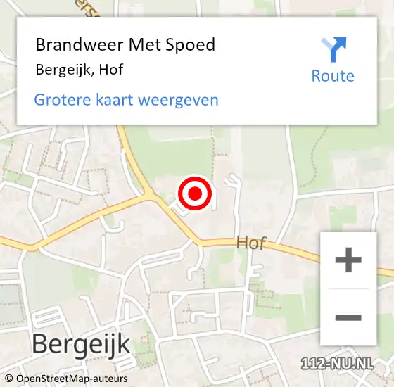 Locatie op kaart van de 112 melding: Brandweer Met Spoed Naar Bergeijk, Hof op 21 mei 2024 22:16