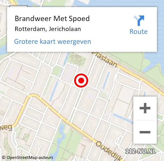 Locatie op kaart van de 112 melding: Brandweer Met Spoed Naar Rotterdam, Jericholaan op 21 mei 2024 22:37