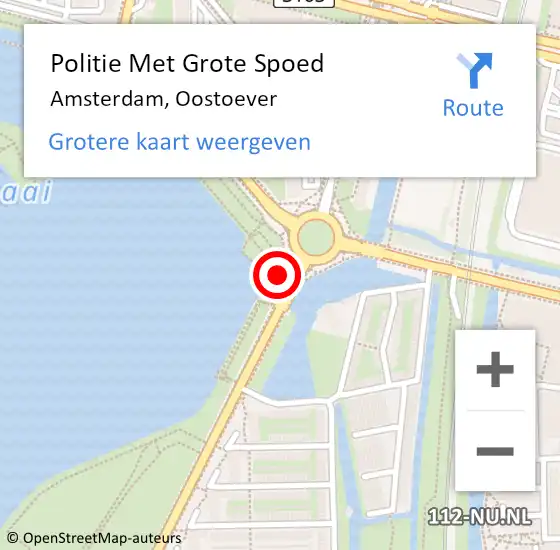 Locatie op kaart van de 112 melding: Politie Met Grote Spoed Naar Amsterdam, Oostoever op 21 mei 2024 22:49