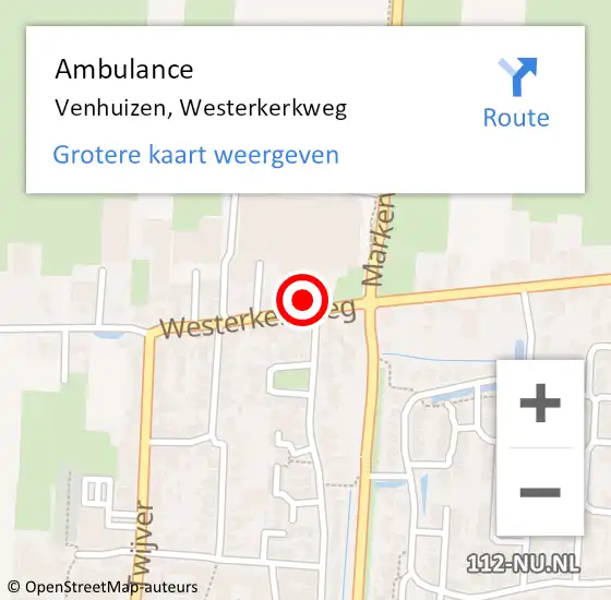 Locatie op kaart van de 112 melding: Ambulance Venhuizen, Westerkerkweg op 21 mei 2024 22:54