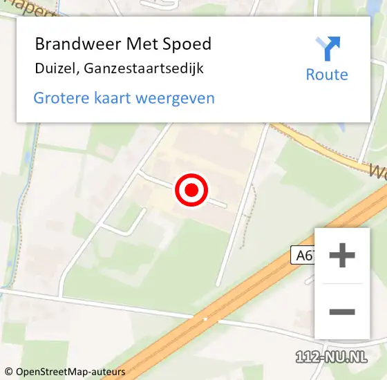 Locatie op kaart van de 112 melding: Brandweer Met Spoed Naar Duizel, Ganzestaartsedijk op 21 mei 2024 22:54