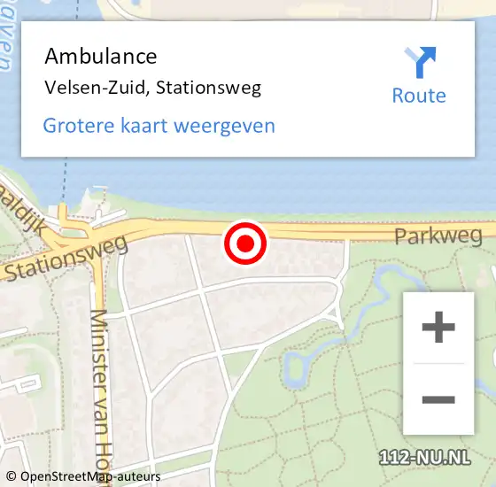 Locatie op kaart van de 112 melding: Ambulance Velsen-Zuid, Stationsweg op 21 mei 2024 23:08