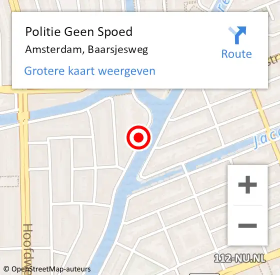 Locatie op kaart van de 112 melding: Politie Geen Spoed Naar Amsterdam, Baarsjesweg op 21 mei 2024 23:16
