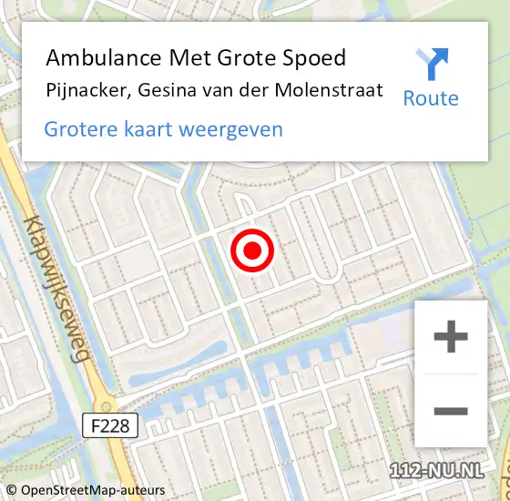 Locatie op kaart van de 112 melding: Ambulance Met Grote Spoed Naar Pijnacker, Gesina van der Molenstraat op 21 mei 2024 23:29