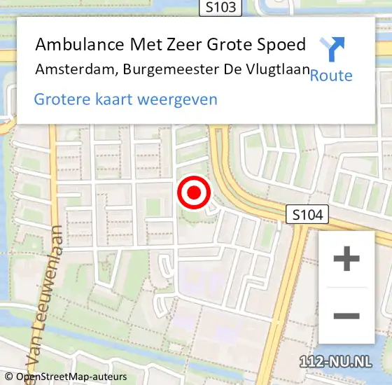 Locatie op kaart van de 112 melding: Ambulance Met Zeer Grote Spoed Naar Amsterdam, Burgemeester De Vlugtlaan op 21 mei 2024 23:44