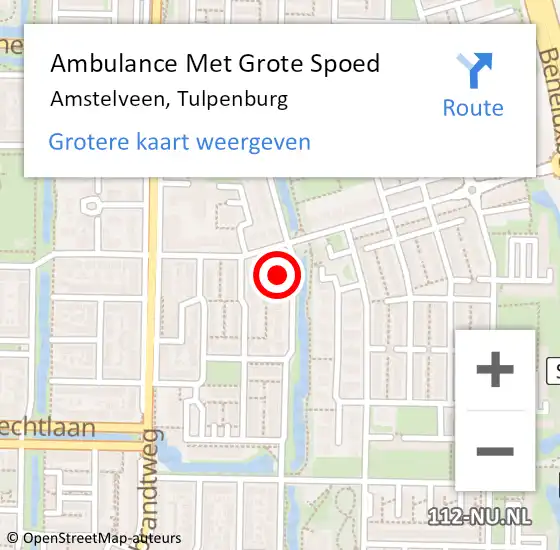 Locatie op kaart van de 112 melding: Ambulance Met Grote Spoed Naar Amstelveen, Tulpenburg op 21 mei 2024 23:48