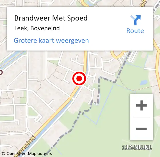 Locatie op kaart van de 112 melding: Brandweer Met Spoed Naar Leek, Boveneind op 22 mei 2024 00:09