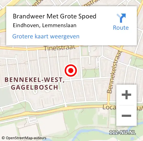 Locatie op kaart van de 112 melding: Brandweer Met Grote Spoed Naar Eindhoven, Lemmenslaan op 22 mei 2024 00:42
