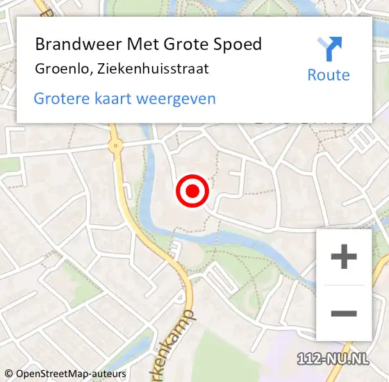 Locatie op kaart van de 112 melding: Brandweer Met Grote Spoed Naar Groenlo, Ziekenhuisstraat op 22 mei 2024 00:53