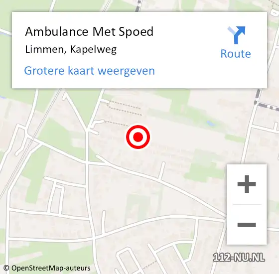 Locatie op kaart van de 112 melding: Ambulance Met Spoed Naar Limmen, Kapelweg op 22 mei 2024 01:03