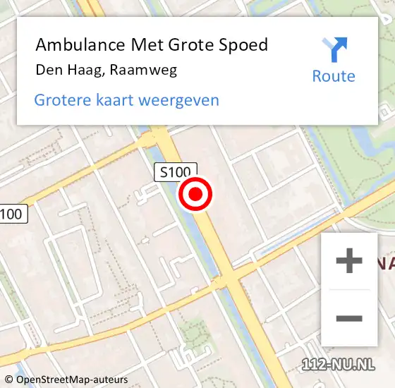 Locatie op kaart van de 112 melding: Ambulance Met Grote Spoed Naar Den Haag, Raamweg op 22 mei 2024 01:51