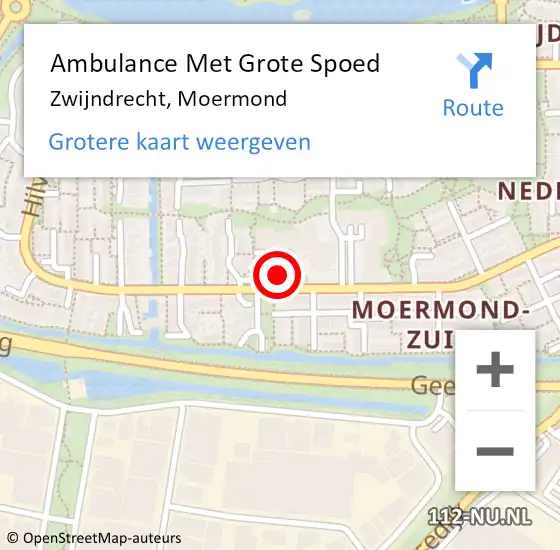 Locatie op kaart van de 112 melding: Ambulance Met Grote Spoed Naar Zwijndrecht, Moermond op 22 mei 2024 02:46